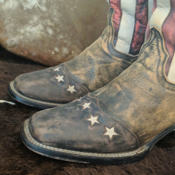 DAN POST DP3914 "Betsy" American Flag cowgirl western boots square toe sz 8.5 - Picture 11 of 16